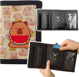 Portofel textil pentru copii cu scai și carabină – capibara cu pepene