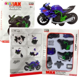 Model DIY din metal motocicletă 1:14 verde‑albastru
