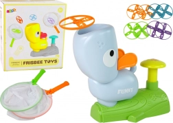 Joc de îndemânare Prinde frisbee – discuri zburătoare cu catapultă, albastru