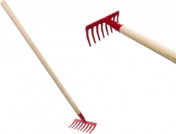 Greblă de grădină pentru copii cu coadă din lemn – Roșu