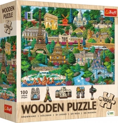 Puzzle din lemn Locuri faimoase din Franța 1000 de piese