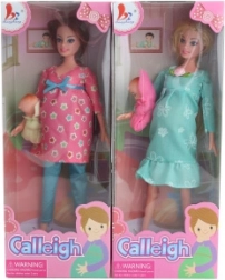 Păpușă cu burtică de sarcină și bebeluș, articulată