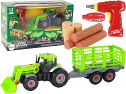 Tractor cu remorcă pentru asamblare DIY cu șurubelniță