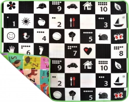 Humbi covoraș educativ din spumă, dublu‑față, 3‑în‑1 tablă de șah, alfabet și numere 180 × 150 × 1 cm