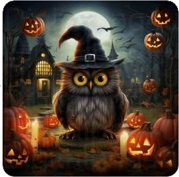 Pictură cu diamante bufniță de Halloween 30 × 40 cm