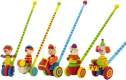 Jucărie de împins din lemn, clovn, 60 cm