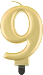 Lumânare aurie pentru tort numărul 9
