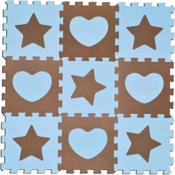 Puzzle din spumă stele și inimi albastre