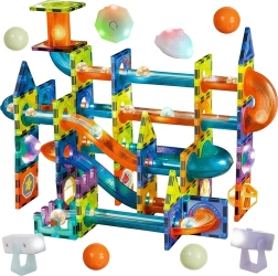 Set de construcție magnetic Iso Trade – pistă cu bile, 110 piese