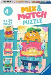 Ravensburger Puzzle Mix & Match: Monștri Amuzanți 3x24 piese