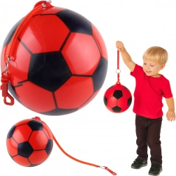 Minge din cauciuc cu model de fotbal, cu prindere elastică, roșie, 22 cm
