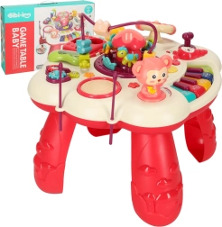 Măsuță educațională interactivă cu pian și tobe roz Bibi-inn