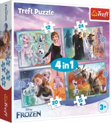 Puzzle Frozen 4v1 (12, 15, 20, 24 bucăți) - O lume minunată