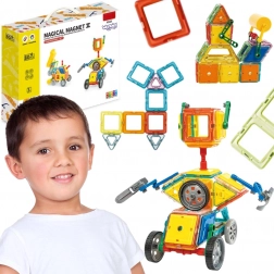 Woopie set de construcție magnetic 3D vehicule, STEAM, 80 piese