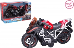 Motocicletă roșie cu șuruburi și efecte