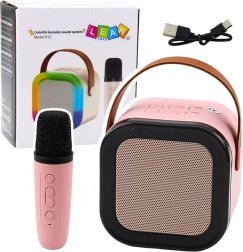 Boxă karaoke cu microfon K12 RGB Bluetooth roz