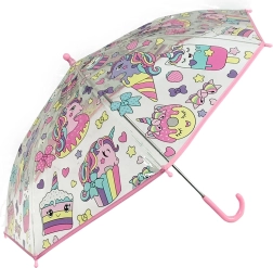 Umbrelă transparentă pentru copii cu unicorni