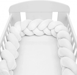 Bumper împletit din muselină pentru pătuț, alb