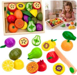Fructe magnetice din lemn pentru tăiat, cu cuțit sigur și cutie