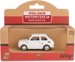 Model metalic de mașină Fiat 126p PRL alb, 1:43