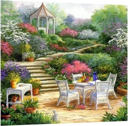 Pictură cu diamante Mic dejun la foișor 30 × 40 cm