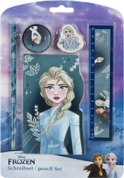 Set școlar FROZEN – creion, gumă, riglă, carnețel (5 piese)
