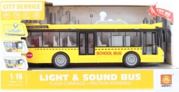 Autobuz școlar cu lumini și sunete, cu mecanism cu inerție