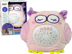 Bufniță de pluș dulce cu proiector colorat de steluțe și melodii