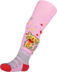 dresuri din bumbac New Baby cu talpă antiderapantă și pisicuță, roz deschis, măr. 104–110