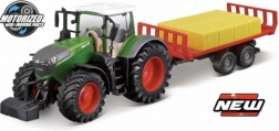 Bburago tractor de fermă 10cm Fendt 1050 cu remorcă pentru baloți