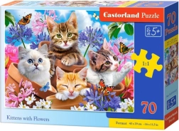 Puzzle 70 piese Pisicuțe cu flori