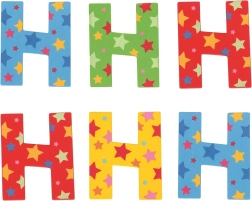 Literă din lemn H cu steluțe Bigjigs Toys