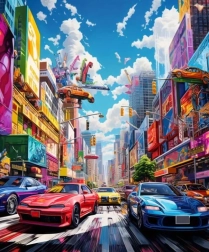 Pictură cu diamante Oraș colorat 30 × 40 cm