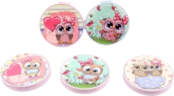 Oglindă dublă de buzunar cu bufnițe 7 cm