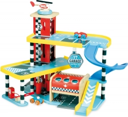 Vilac garaj Vilacity – garaj din lemn pe etaje cu lift și mașinuțe