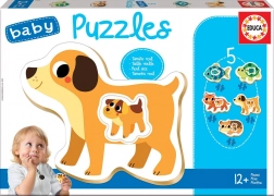Puzzle Educa Baby animăluțe de companie cu pui 5 în 1
