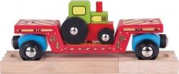 Bigjigs Rail vagon cu tractor și două șine