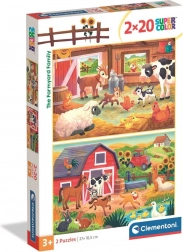 Puzzle familia de la fermă 2×20 piese CLEMENTONI