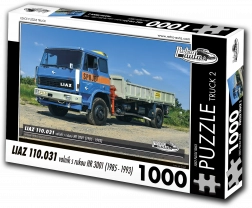 Puzzle Retro Mașini Liaz 110.031 Platformă cu Macara HR 3001, 1000 Piese