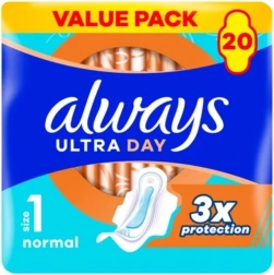 Always Ultra Day Normal absorbante igienice cu aripioare, 20 buc