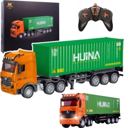 Cap tractor RC cu container 1:18 HUINA cu lumini și sunete