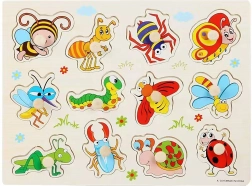 Puzzle din lemn cu insecte, 30 cm