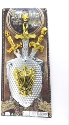 Set de săbii și scut în finisaj argintiu lucios