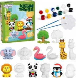 Woopie set creativ cu culori DIY – mulaje din ipsos cu animăluțe de colorat