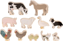Micki animale din lemn pentru fermă – set de 11 figurine