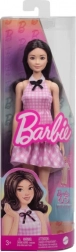 barbie fashionistas păpușă la modă în rochie roz cu model în carouri