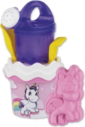 Androni set pentru nisip cu unicorn și stropitoare – mic, 6 piese