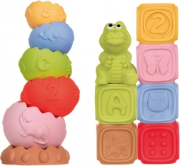 Set de construcție Montessori și piramidă senzorială 13 buc