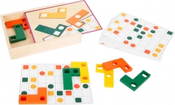 Joc logic din lemn Small Foot – puzzle colorat cu cartonașe