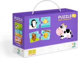 Puzzle DODO Ce mănâncă animalele? 12×2 piese